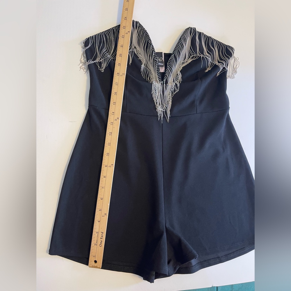 Windsor After Dark Fab Chain Plunging Neckline Strapless Romper Large - Picture 7 of 12